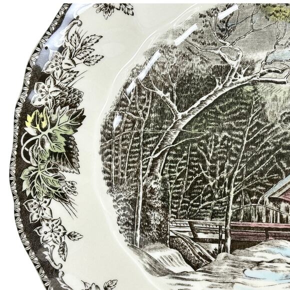 Johnson Bros Friendly Village Covered Bridge 15.25" Oval Serving Platter-Nice! - Picture 3 of 8